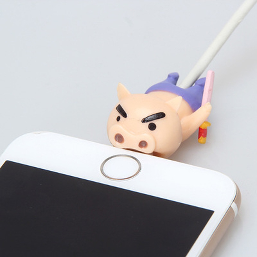 QUINTON Phone Accessory Cable Bite Protector Type C Cable Cable Winder Crayon Shin-chan Earphone Cord Bite Anime Cord Protector Cable Protector Cartoon for iPhone Usb Cable Organizer