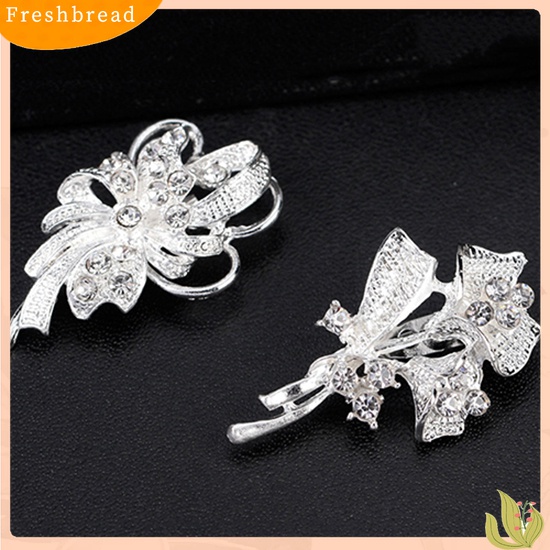 [ TERLARIS]12Pcs Women's Rhinestone Hollow Flower Butterfly Bridal Scarf Lapel Brooch Pins