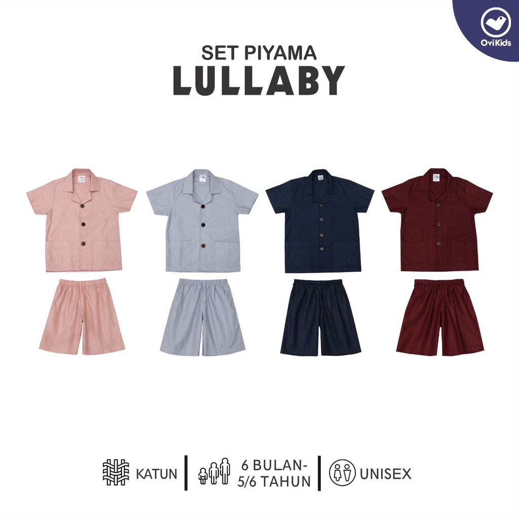 SETELAN PIYAMA ANAK LULLABY BAJU PENDEK CELANA PENDEK SETELAN BAJU ANAK 6 BULAN - 5/6 TAHUN OVIKIDS