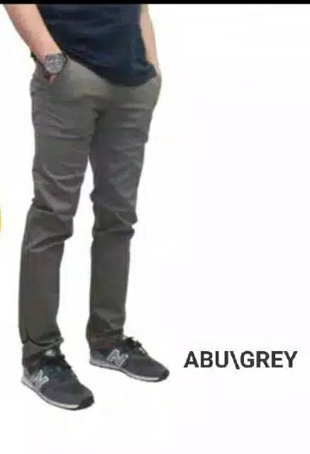 CelanaPanjang Skinny Chino Pria Formal Casual Slimfit Stylish Cream Mocca Hitam Abu-abu Coklat cino