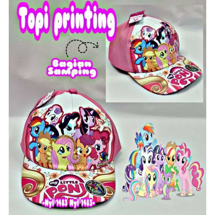 topi anak print/topi baseball perempuan litlepony/ LOL