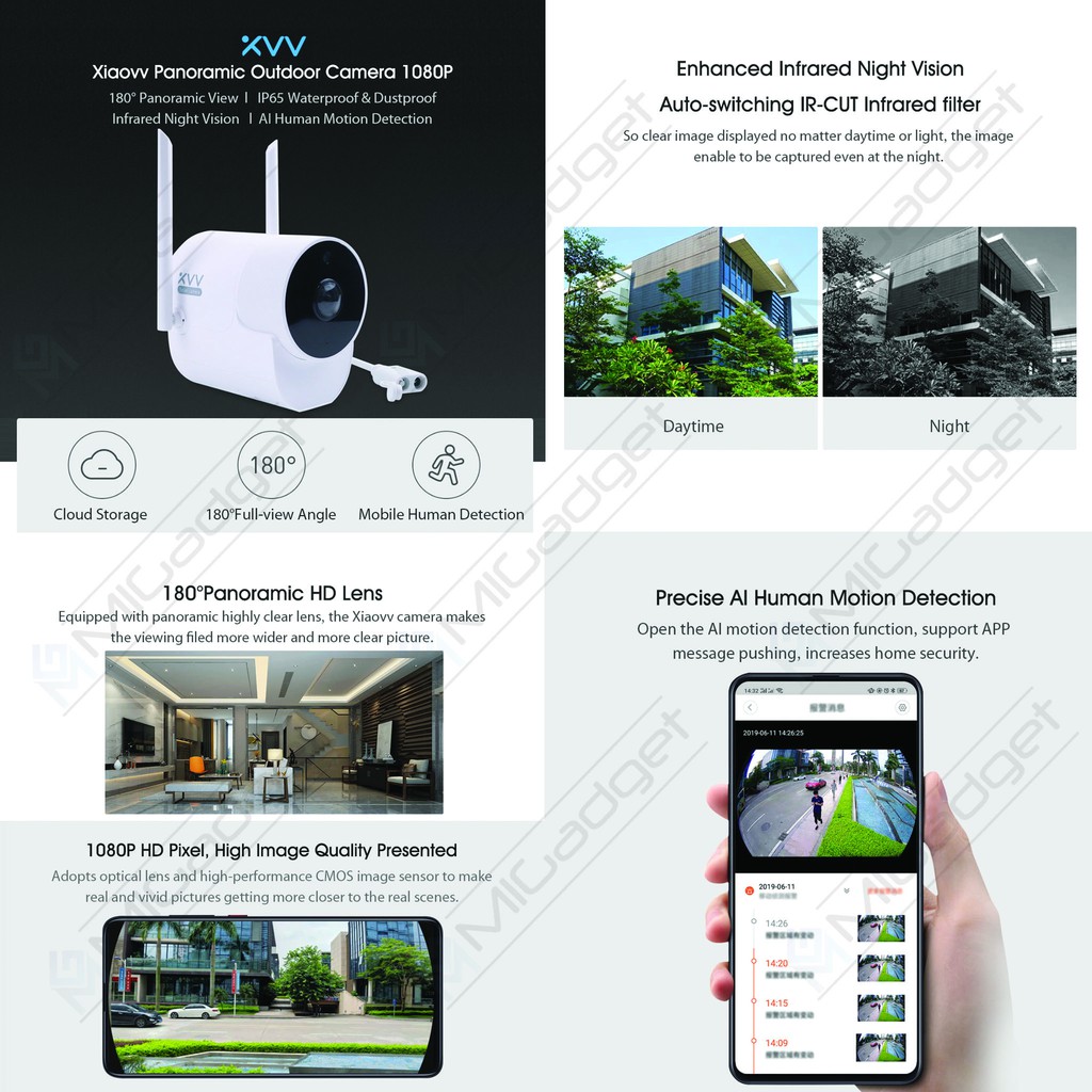 Xiaovv Kamera CCTV Outdoor Night Vision IP Camera Waterproof 1080P