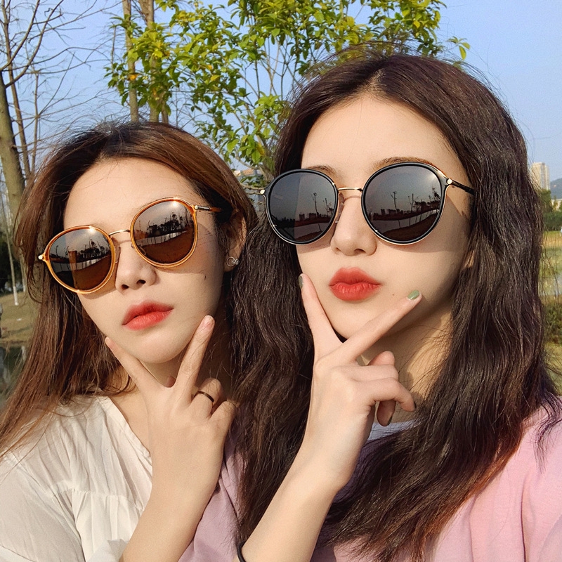 Korean retro big round frame too men and women all-match sunglasses