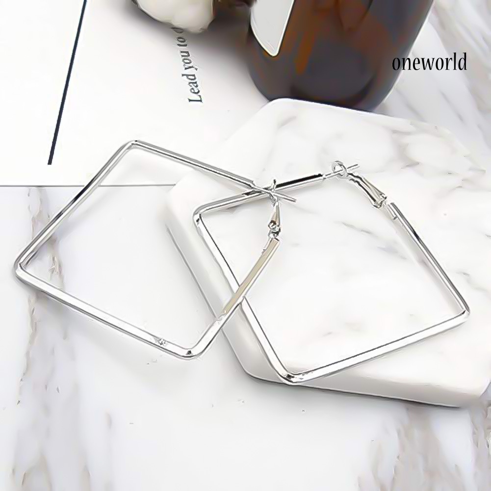 OW@ Fashion Women Hollow Square Dangle Statement Huggie Earrings Party Jewelry Gift