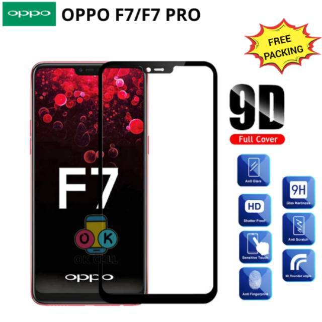 Tempered Glass Full Cover Oppo F7.F7 Pro TG Anti Gores Layar Screen Protector Premium