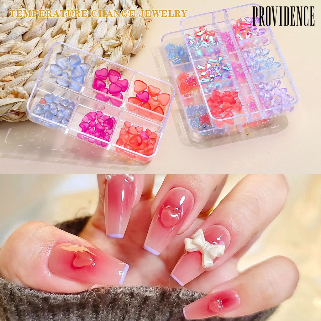 Providence Ornamen Bunga Camellia / Hati / Pita Berubah Warna Untuk Dekorasi Nail Art