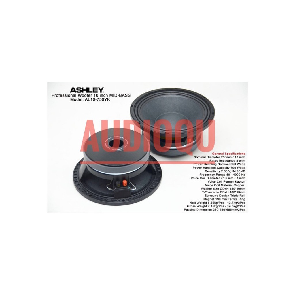 SPEAKER WOOFER ASHLEY AL 10 750YK / AL10-750YK 10 INCH AL10750YK