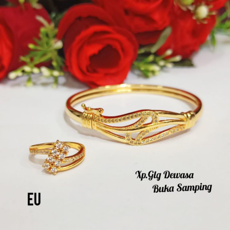 Gelang Bangkok permata zircon Dewasa FREE Cincin Gold variasi motif,tidak karat *COD*