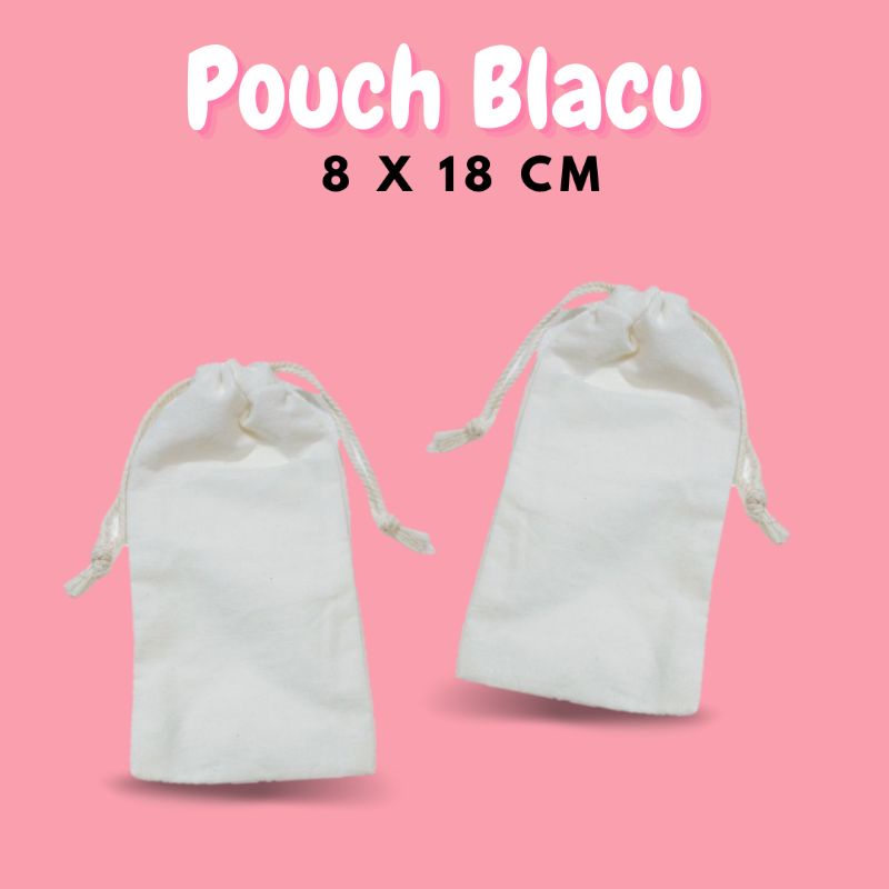 Pouch Serut Blacu Polos untuk Kemasan Aesthetic Rustic dan Vintage Murah  ukuran x 18 cm