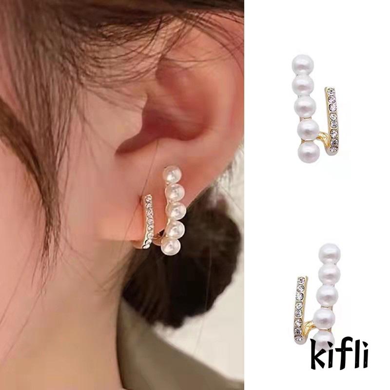 Anting Tusuk Sterling Silver 925 Desain Bunga Hias Mutiara Imitasi Retro Untuk Wanita (KD)