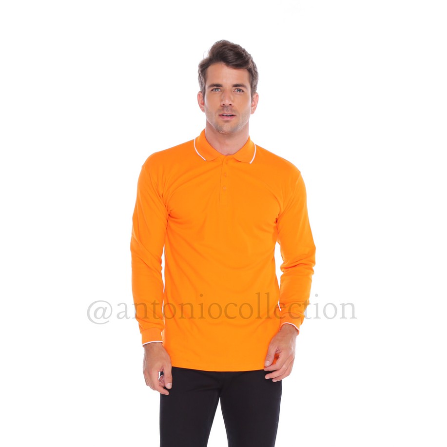 Kaos Polo Shirt Orange / Kaos Kerah / Kaos Polo Lengan Panjang