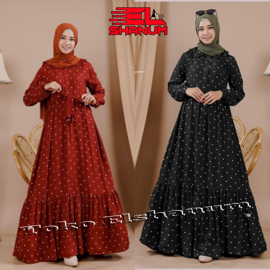 Gamis Rempel Rayon Premium / Fashion Wanita Muslim Terbaru 2021 Kekinian |  Baju Gamis Casual Almira Dress