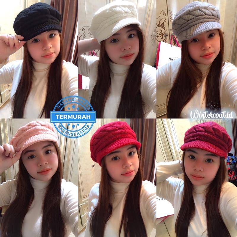 Topi Kupluk rajut wanita cewek musim dingin winter beanie hat women import