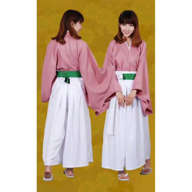 Kimono Yukata Wanita  Hakama Hakuoki Yukimura Chizuru Costume Cosplay Jepang