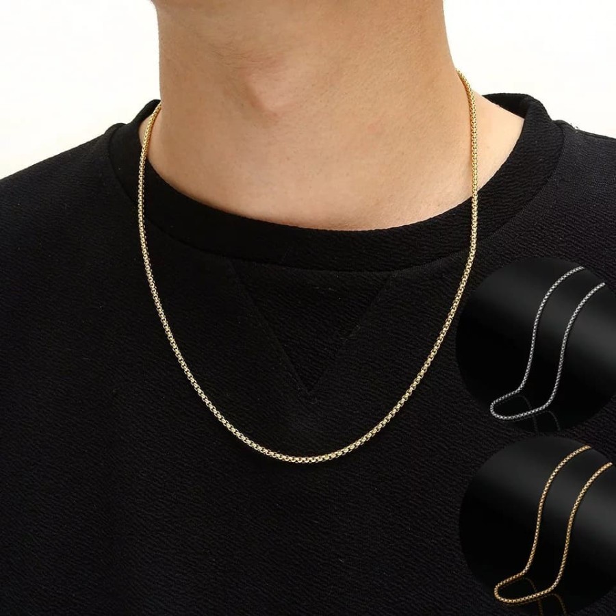 Kalung Pria Wanita Rantai Kecil Titanium Silver Choker