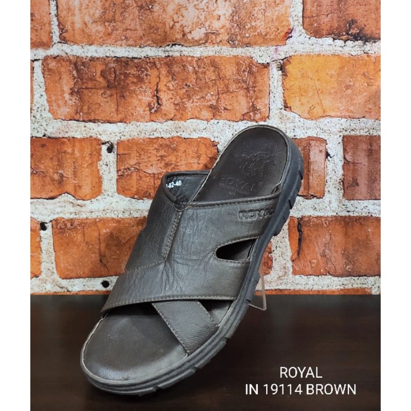 sandal pria , sandal cowok , sandal slide kulit asli ROYAL