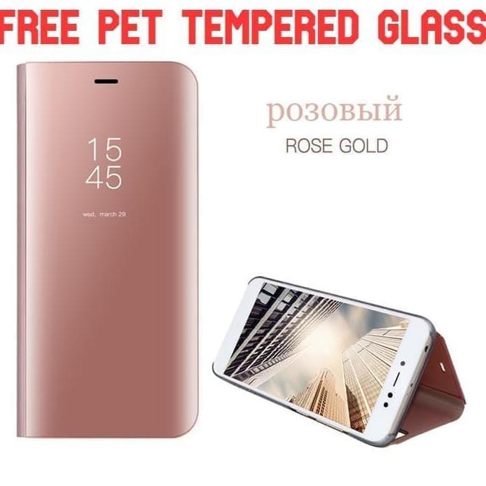 CASING HP SAMSUNG S6 EDGE PLUS MIRROR FLIP CASE KICK STANDING AUTOLOCK