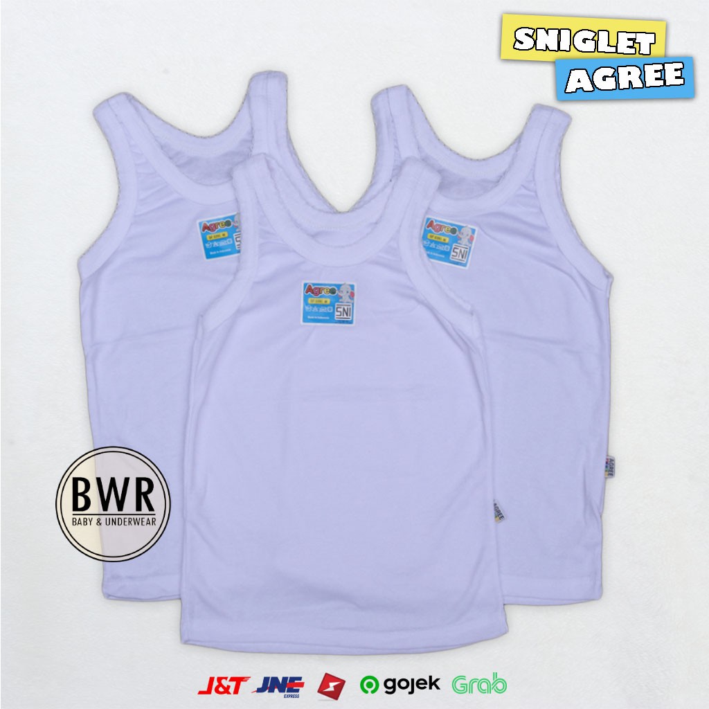 [ 6pc ] Singlet Agree SF 039 [ II A9 - D9 ] Kaos dalam anak putih polos 6-12 tahun
