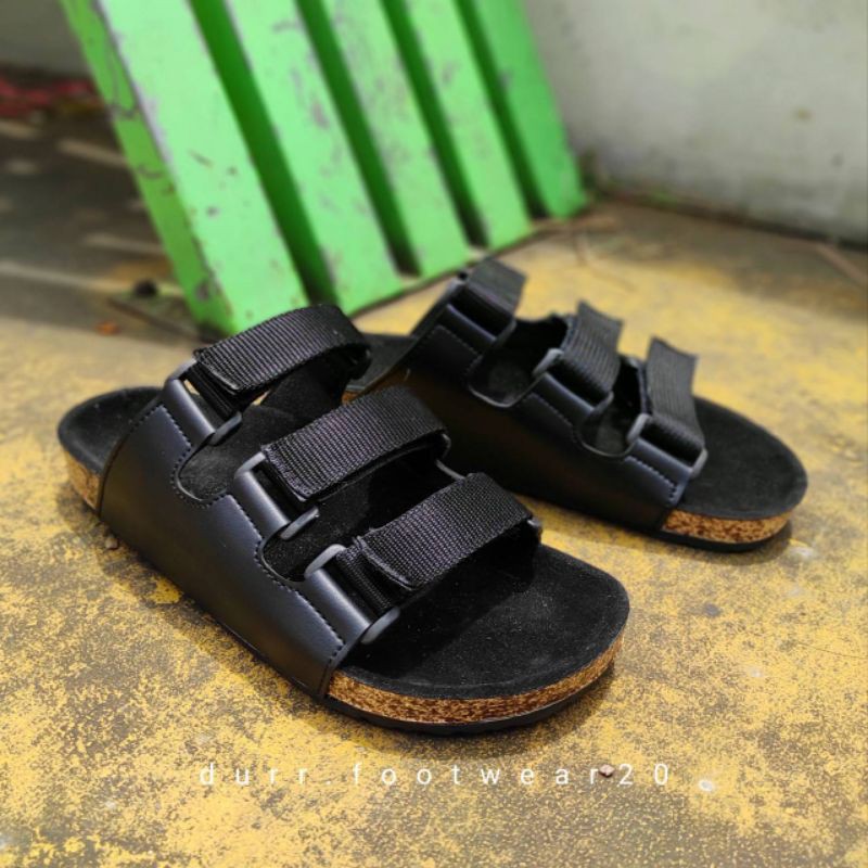 durr. 01 (dspw) K, Sandal Puyuh Slop Pria kulit+kanvas, Sandal durr footwear original, Sandal slop