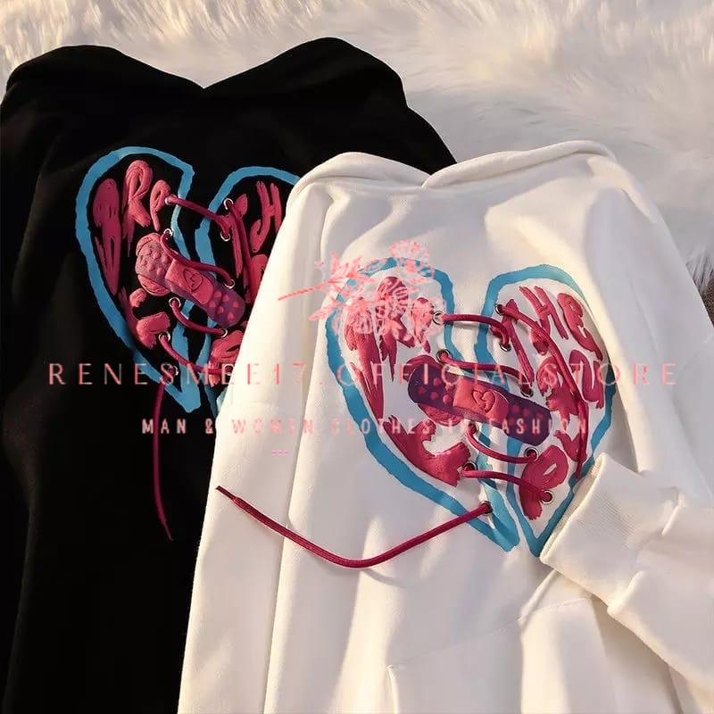 RENESMEE17.OFFICIALSTORE_ BROKEN HEART SWEATER HODIE BAHAN FLEECE