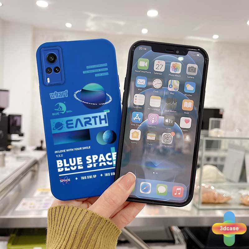 Soft TPU Case Samsung A10S A50 A20S A03S J7 Prime A02S A20 A72 A32 A52 A12 A51 A50S A10 A30S A52S A30 M12 M10 M01S A54 A15 A16 A9 A5 Y12 Y20 A12 Motif Klein Blue Space Camera Lens Protection Case Cover