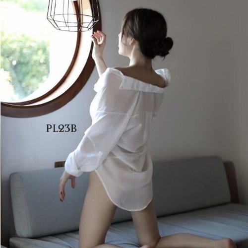 [BISA COD] BAJU TIDUR TRANSPARAN KEMEJA TIDUR SEKSI BAJU TIDUR SEXY PUTIH PL23B