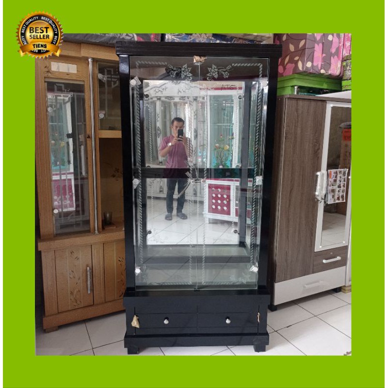 lemari pajangan 2 pintu kaca