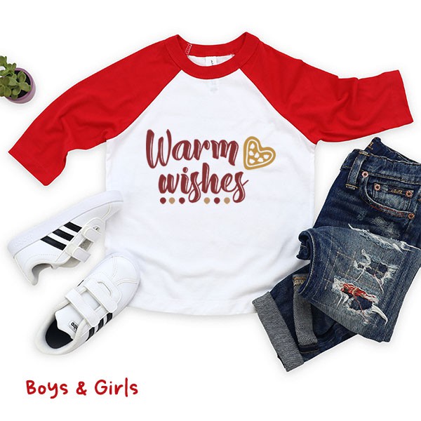 Download Kaos Natal Anak Warm Wishes 3 Warna Putih Merah Raglan Umur 3-10 Tahun | Shopee Indonesia