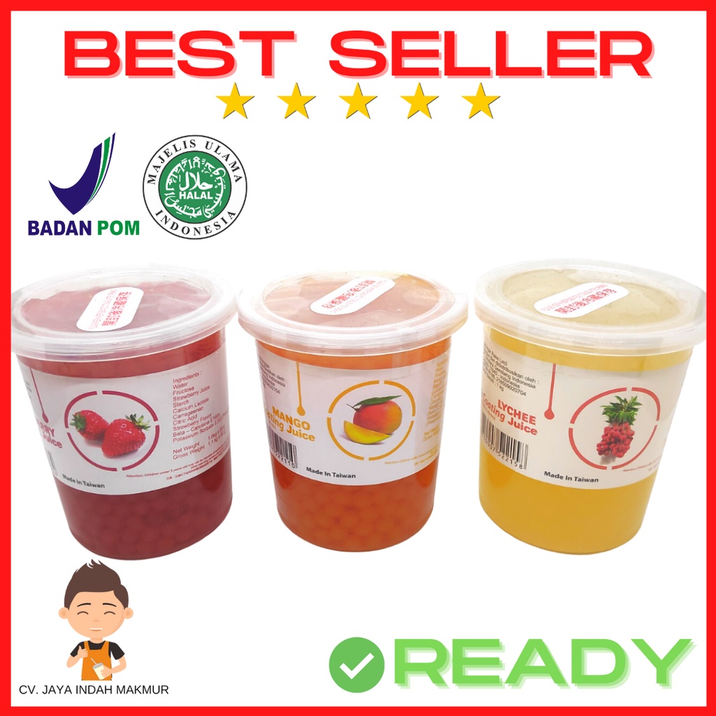 

Popping Boba/Poping Bobba/CoatingJuice Impor Taiwan Mango Leci Strawberry Yogurt 1 kg HALAL BPOM