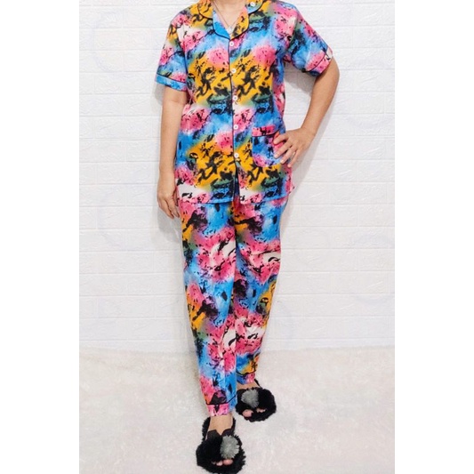 Baju Tidur Piyama Wanita Motif Tieday Pajamas Katun  / Baju Tidur setelan Wanita KATUN CP JUmbo XXXL Terbaru Bigsize Kekiniaan