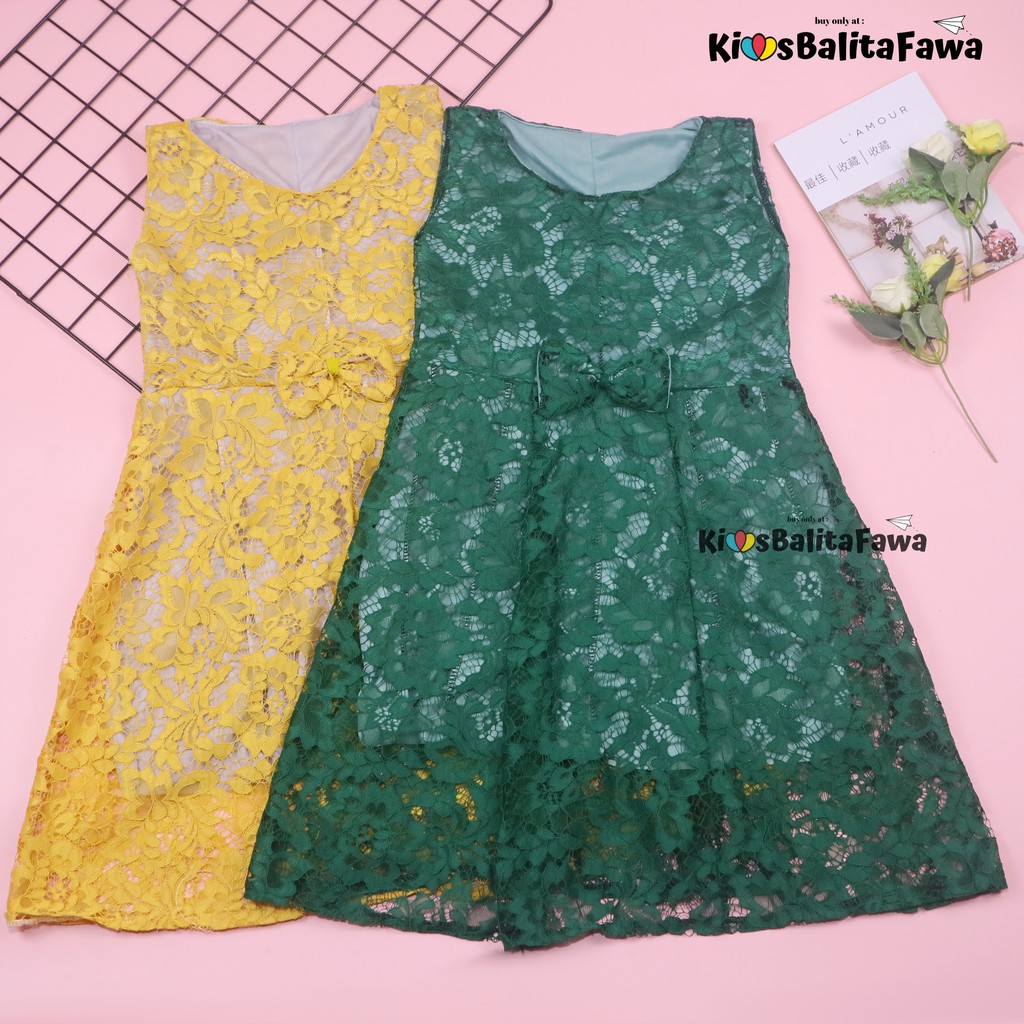 Dress Keira Uk 6-8 Tahun / Dres Brukat Kensi Anak Perempuan Gaun Pesta Kondangan Baju Baby Import