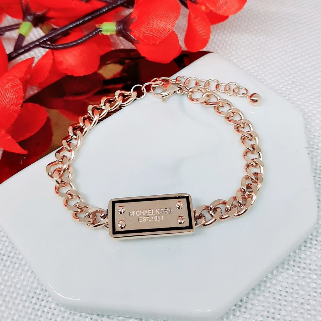 Gelang Titanium Rantai Tebal Motif Plate Rose Gold - BB562