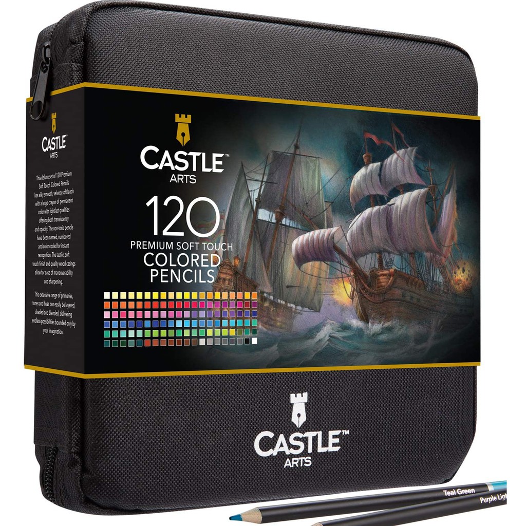 

NEW Castle Art 120 PREMIUM SOFT TOUCH Colored Pencils Zip-Up READY!! Pensil Warna Mirip Prismacolor