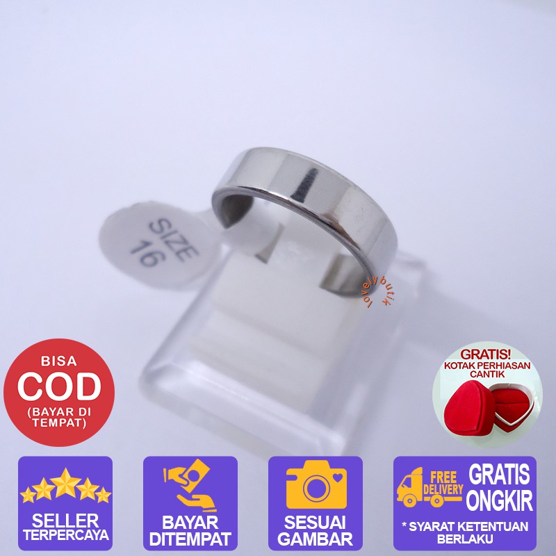 Lovelybutik Cincin Titanium Anti Karat Cincin Titanium J4smin Model Polos BONUS KOTAK PERHIASAN