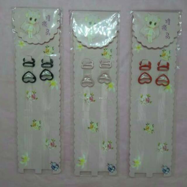 Tali bra BH bening transparan POLOS kait model love hati warna pastel