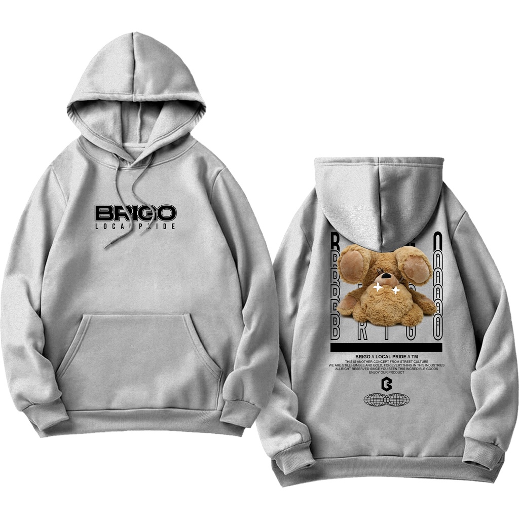 Sweater Hoodie BRIGO Sablon DTF Fleece Cotton || BRIGO Jumper Hoodie Something Bear M-XXL (Pria &amp; Wanita) Free stiker&amp;Gantungan Kunci