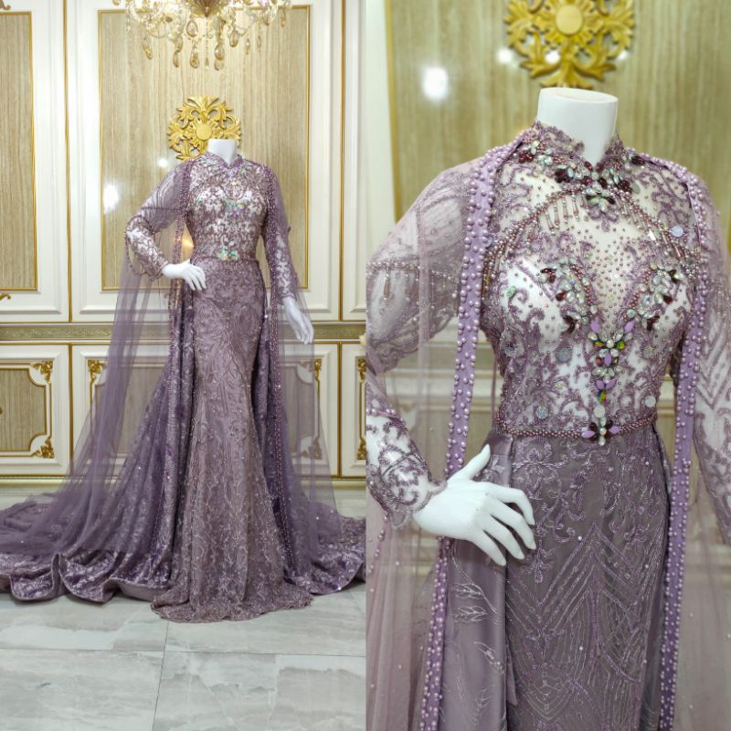 GAUN PENGANTIN MEWAH SLIM BEREKOR FULL PAYET MODERN //BAJU//KEBAYA