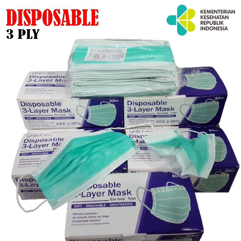 NEW [50pcs 3ply] masker earloop disposable mask daily mask masker kesehatan anti virus masker mulut