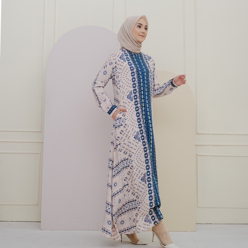 Restock !! Azila Dress (Resleting depan) Rayon Motif