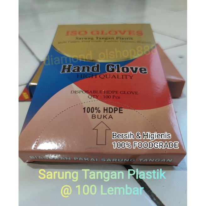 Sarung Tangan Plastik Merk Iso Glove @100lembar 50pasang