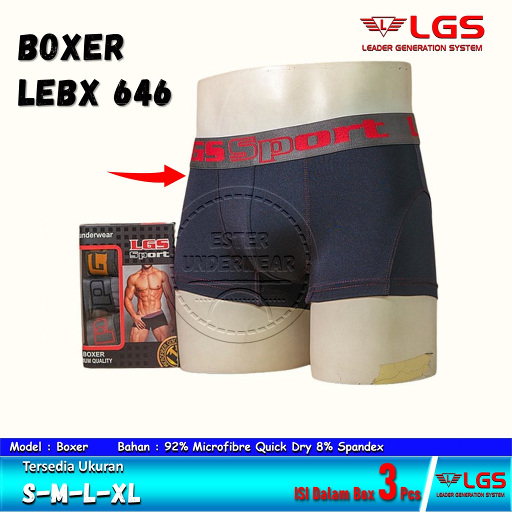 Celana Boxer Pria LGS  646 ISI 3Pcs|Celana Boxer LGS SPORT