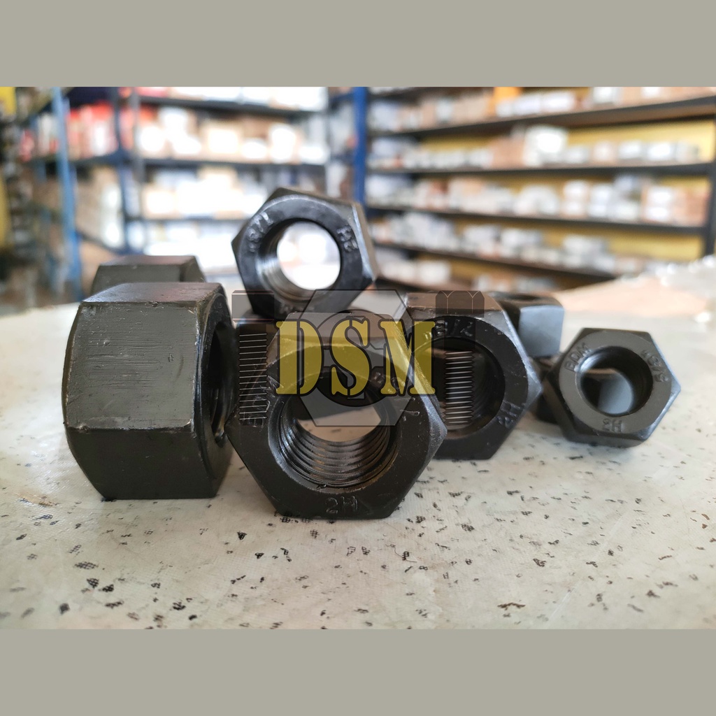 ASTM 2 H / Mur Baja Hitam 3/4&quot; / Hex Nut Black Steel HTB 2H Kunci 32