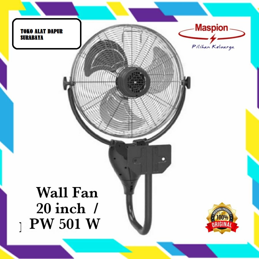 Kipas Angin Maspion Dinding Besi 20 Inch PW 501W 501 W PW501W Ada Tali Ekspedisi