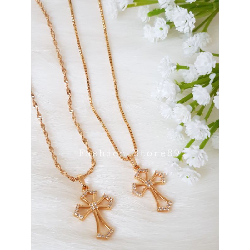 Bestseller import kalung rohani fashion emas xuping yaxiya kalung Salib permata cantik bestquality