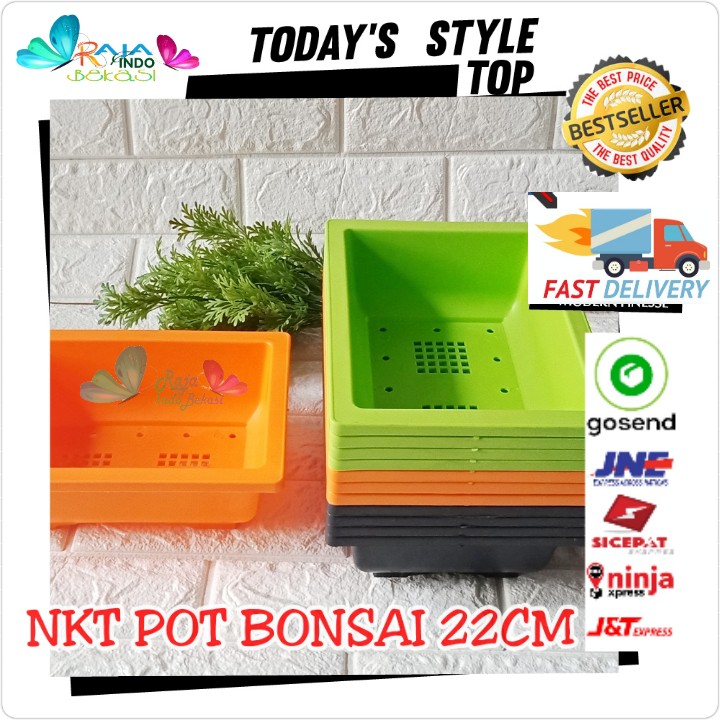 Pot Bonsai 01 Nkt 22 Cm Pot Kotak Bonsai Ceper Hitam Orange Hijau Putih - Bukan Pot Keramik Gabah