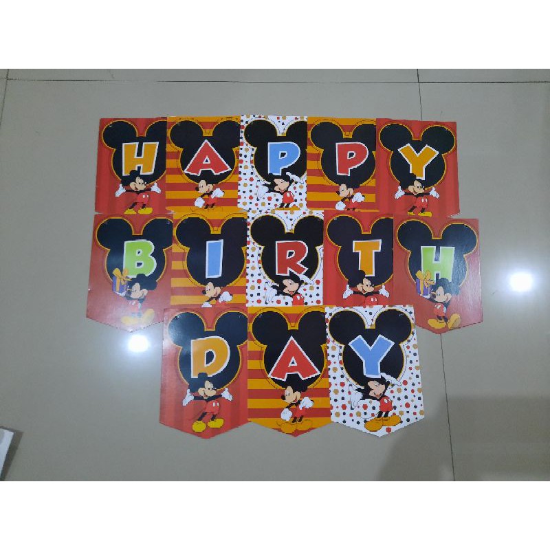 FLAG BANNER HBD SEGILIMA MICKEY MOUSE