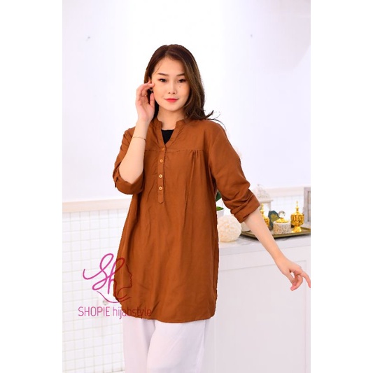 Blus Polos Millo - Blouse Polos Rayon - Coklat Muda - Blus Adem - Fathin Basic - SHOPIE Hijabstyle-8