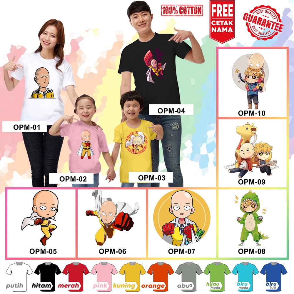 [FREE NAMA!!] Baju Kaos ANAK DAN DEWASA ONE PUNCH MAN BANYAK MOTIF