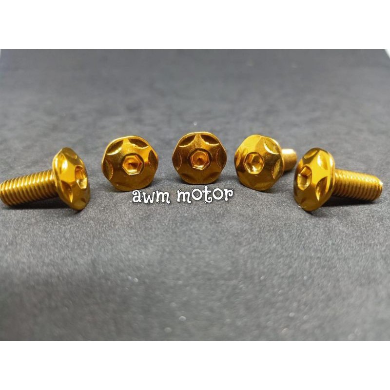 Baut Disc Cakram Piringan Honda Yamaha Suzuki Kawasaki Universal Probolt full gold[harga 1 pcs]