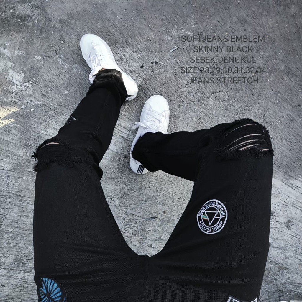 PREMIUM Celana Jeans Pria Straight Sobek | SKIES ID